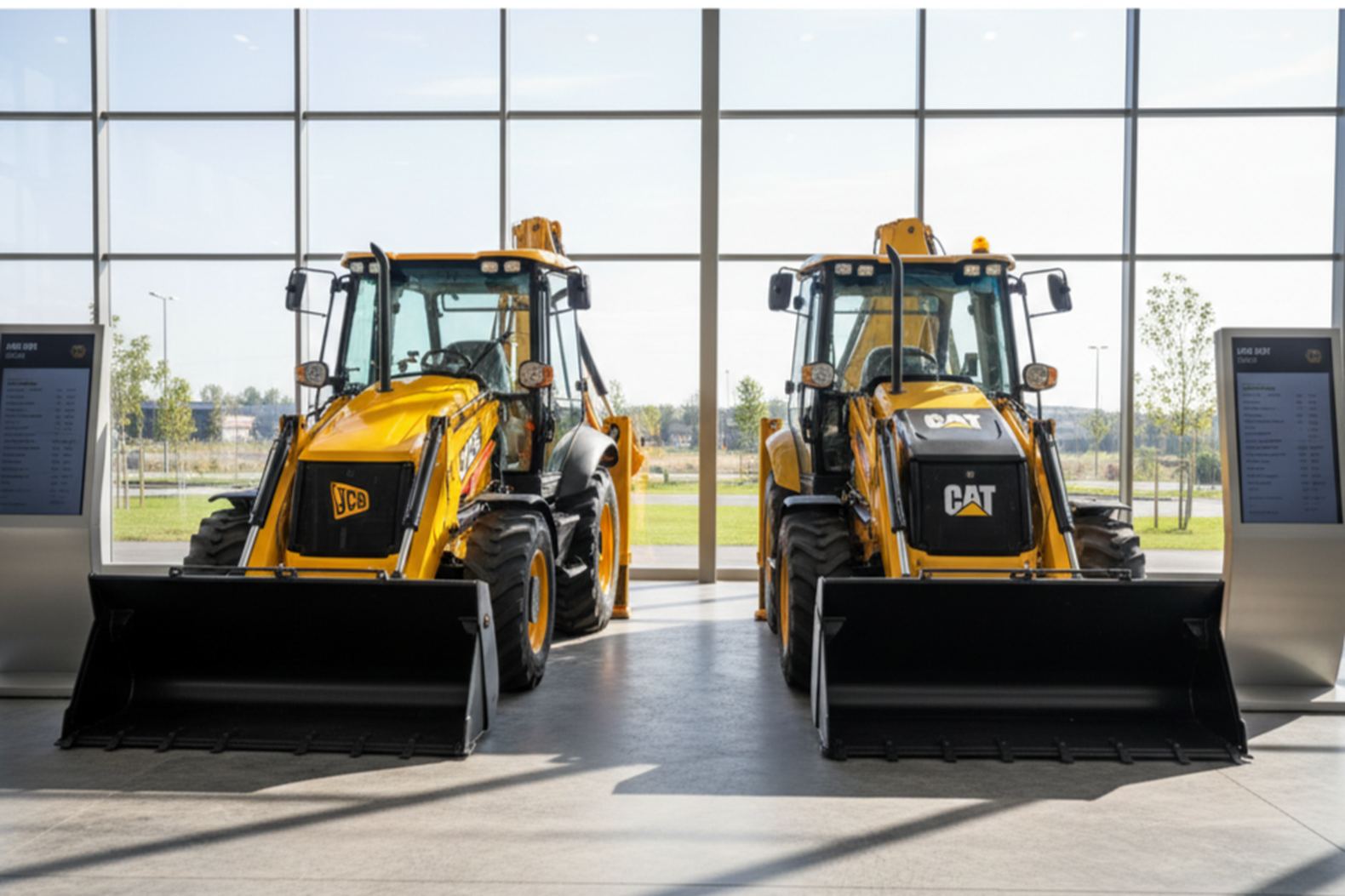 Экскаваторы-погрузчики JCB 3CX и CAT 432F для сравнения технических характеристик и выбора техники