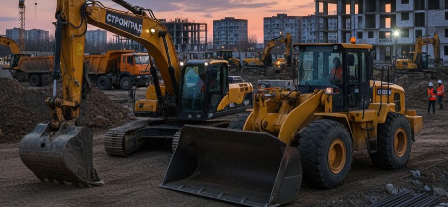 Главная строительная техника на площадке для малого бизнеса