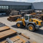 Фронтальный погрузчик Liebherr L580 на складе металлопроката