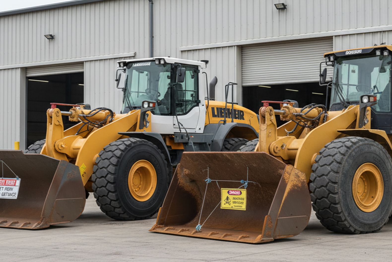 Сравнение Liebherr L580 с другим погрузчиком на складе