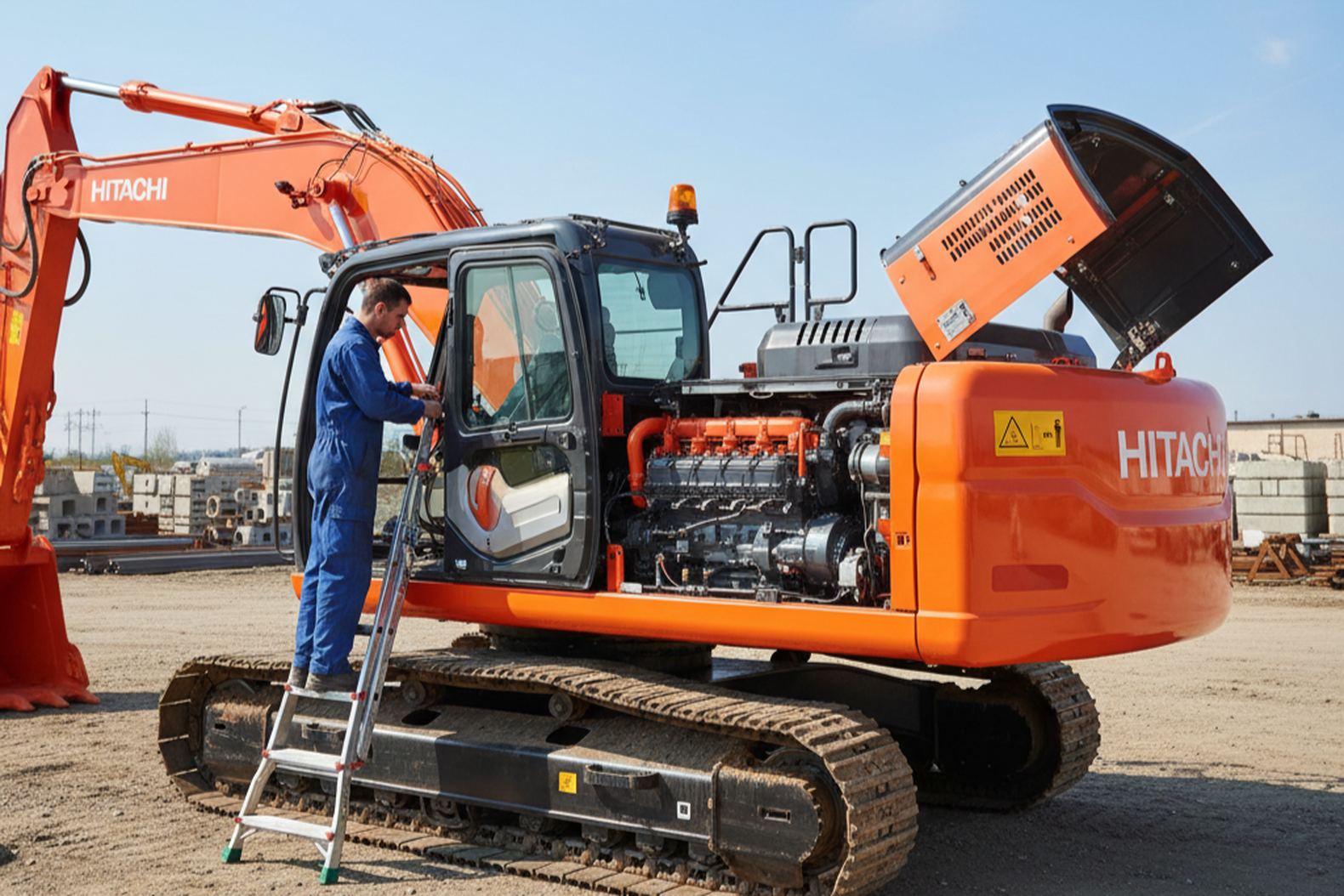 Проверка и сборка отремонтированного двигателя экскаватора Hitachi после капитального ремонта