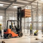 Главный вилочный погрузчик Toyota 8FG35 на строительстве современного склада