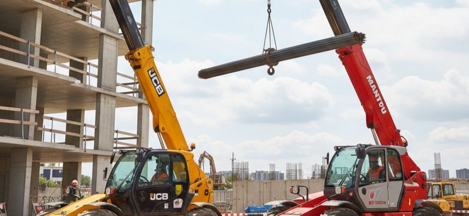 Главные конкуренты: телескопические погрузчики JCB и Manitou на строительной площадке